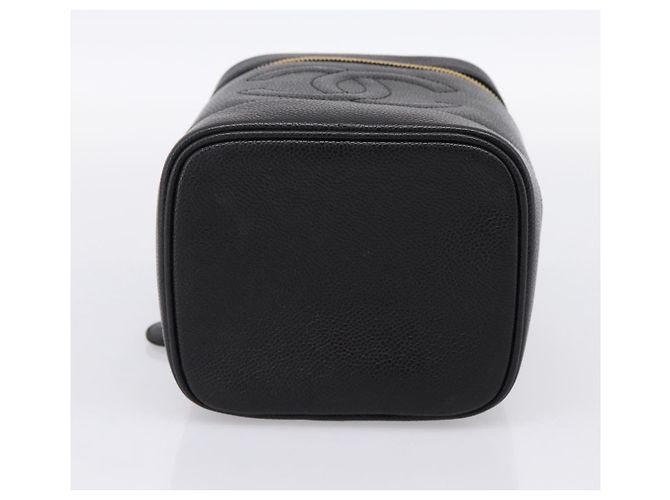 Sac à main Vanity CHANEL COCO Mark Cuir Caviar Noir Or CC Auth 198746V Doré - vue 9