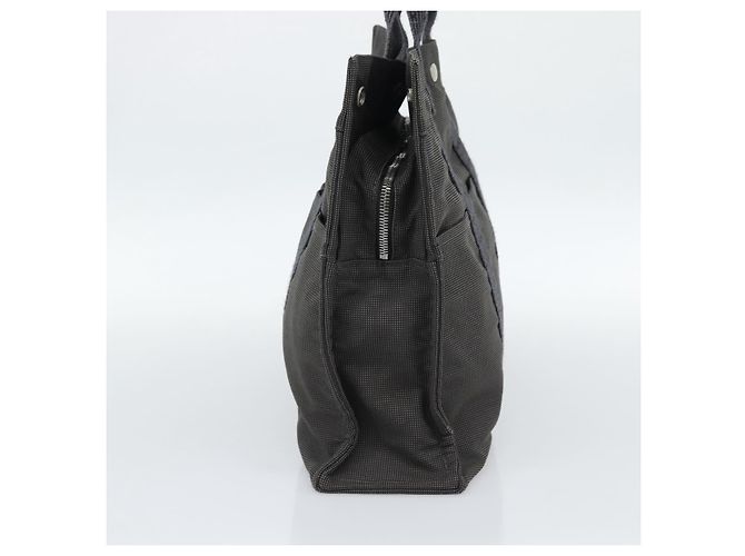 Hermès Borsa HERMES Her Line MM Canvas Grigio Argento Auth 189626 Marrone - vista 3
