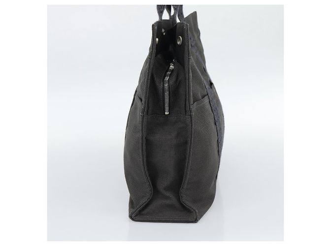 Hermès Borsa HERMES Her Line MM Canvas Grigio Argento Auth 189626 Marrone - vista 4