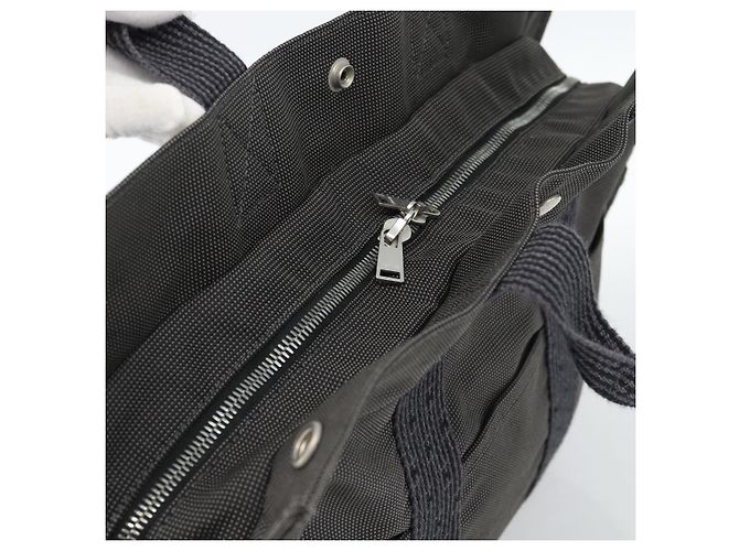 Hermès Borsa HERMES Her Line MM Canvas Grigio Argento Auth 189626 Marrone - vista 6