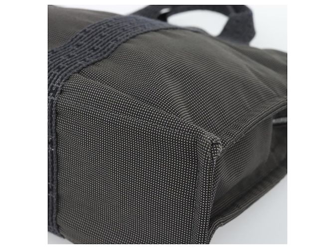 Hermès Borsa HERMES Her Line MM Canvas Grigio Argento Auth 189626 Marrone - vista 9