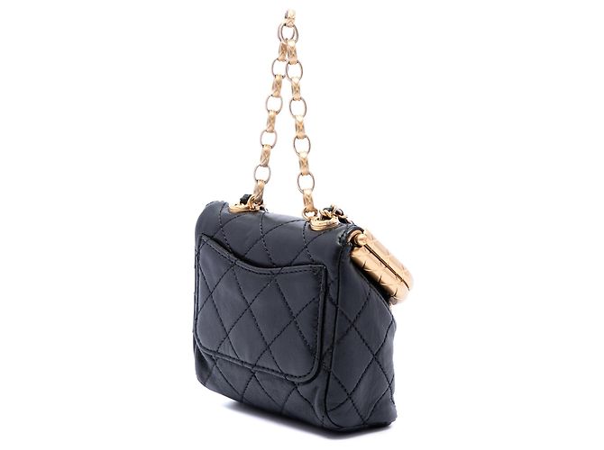 Borsa Satchel Chanel Micro Quilted Lambskin My Crush Bag Nera Nero - vista 2