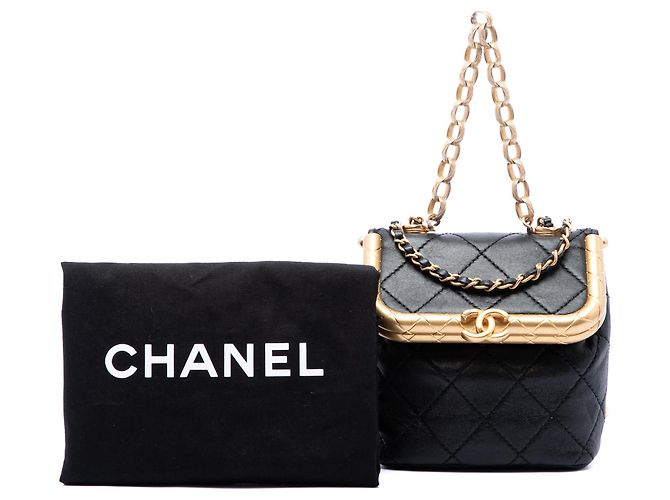Borsa Satchel Chanel Micro Quilted Lambskin My Crush Bag Nera Nero - vista 7