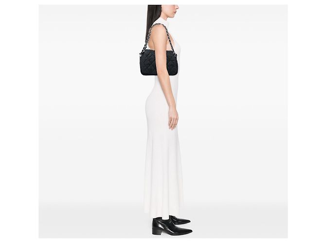 Borsa a tracolla Chanel Medium in nylon testurizzato nero, trapuntata bubble, patta a fisarmonica - vista 5