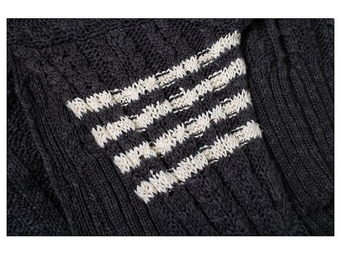 Thom Browne, cárdigan de punto abierto en gris - vista 5