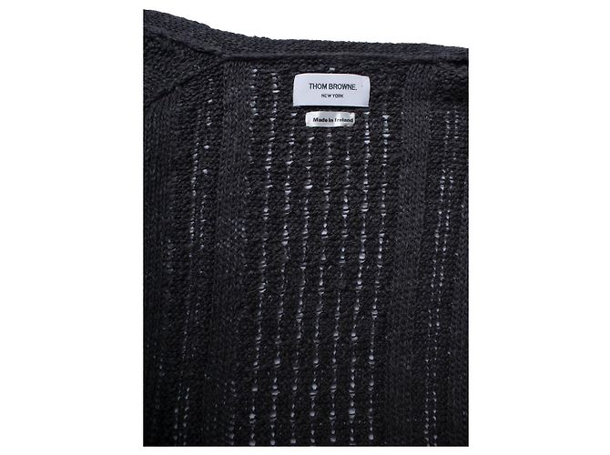 Thom Browne, cárdigan de punto abierto en gris - vista 7