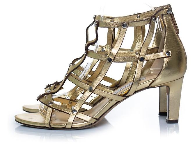 Jimmy Choo, sandali caged in oro D'oro - vista 2
