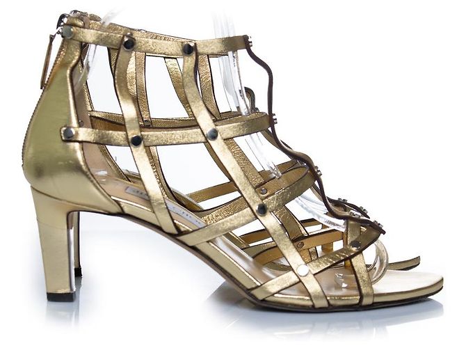 Jimmy Choo, sandali caged in oro D'oro - vista 4
