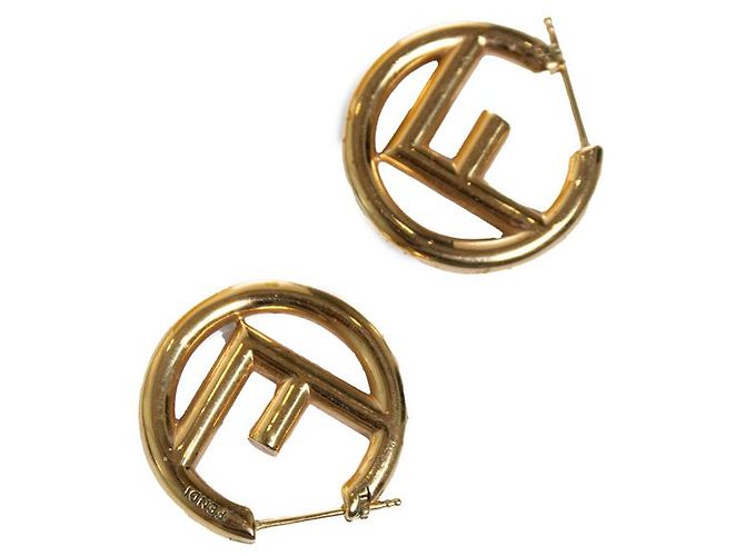 Fendi, orecchini a cerchio F is Fendi in oro D'oro - vista 6