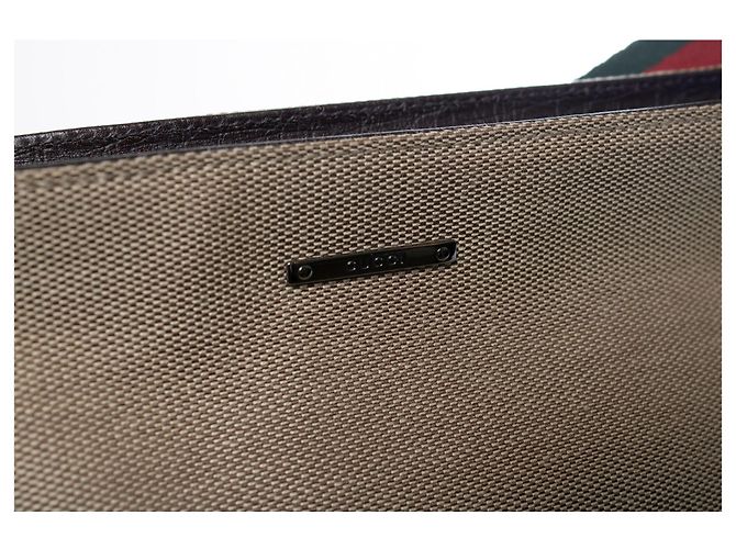 Gucci, borsa piccola in canvas beige con webbing - vista 8