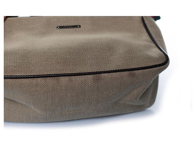 Gucci, borsa piccola in canvas beige con webbing - vista 9