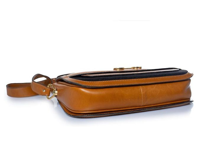 Gucci, Vintage GG Emaille-Tasche mit schwarzem Canvas Braun - Ansicht 4