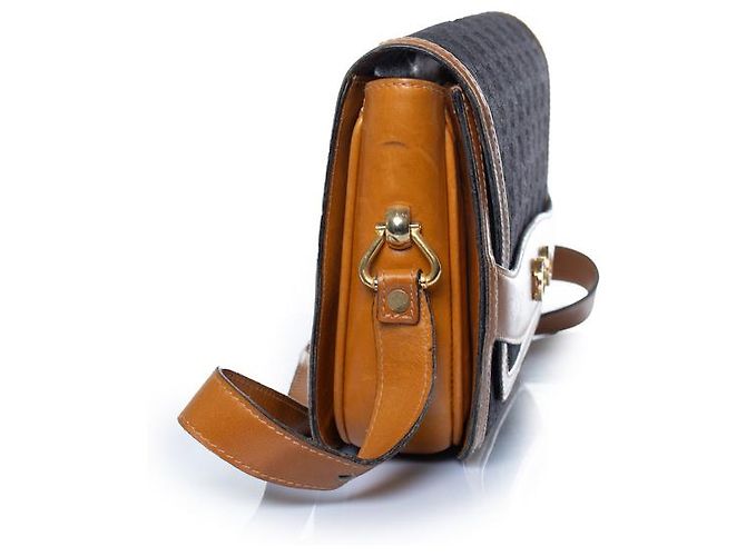 Gucci, Vintage GG Emaille-Tasche mit schwarzem Canvas Braun - Ansicht 5