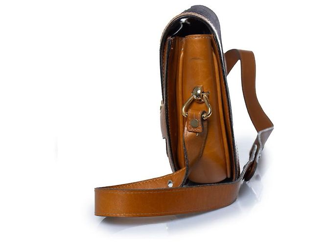 Gucci, Vintage GG Emaille-Tasche mit schwarzem Canvas Braun - Ansicht 6