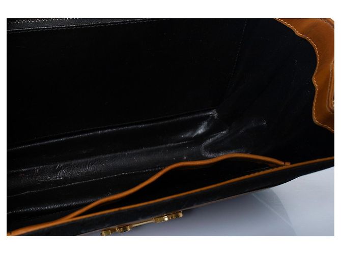 Gucci, Vintage GG Emaille-Tasche mit schwarzem Canvas Braun - Ansicht 9