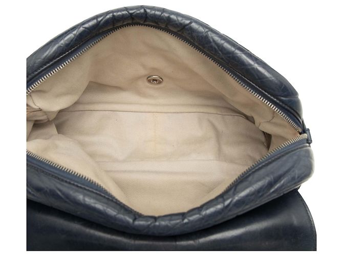 Borsa a tracolla Chanel Easy Zip Flap in vitello trapuntato blu - vista 4