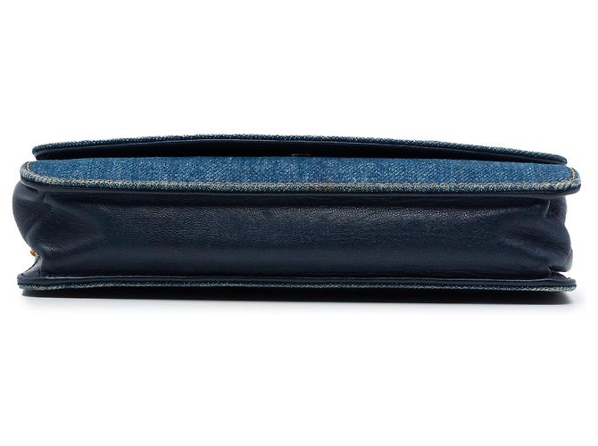 Borsa a tracolla Chanel CC Denim Wallet On Chain Blu - vista 3