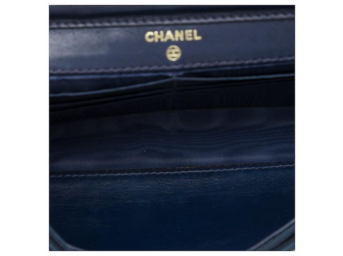 Borsa a tracolla Chanel CC Denim Wallet On Chain Blu - vista 4
