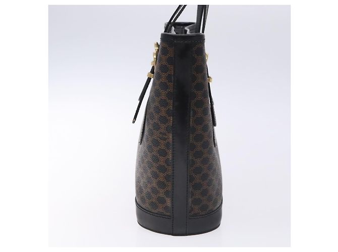 Céline Borsa Tote CELINE Macadam Canvas PVC Leather Black Gold Auth gh486 Nero D'oro - vista 4