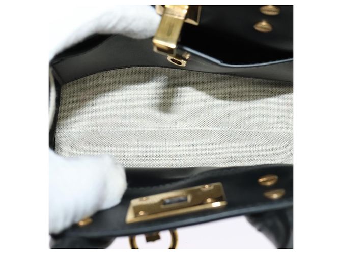 Borsa Salvatore Ferragamo Gancini in pelle 2way Nero Oro Auth 131643V D'oro - vista 10