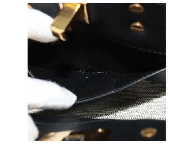 Borsa Salvatore Ferragamo Gancini in pelle 2way Nero Oro Auth 131643V D'oro - vista 11