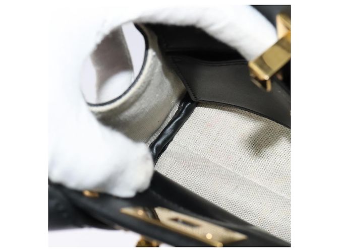 Borsa Salvatore Ferragamo Gancini in pelle 2way Nero Oro Auth 131643V D'oro - vista 20