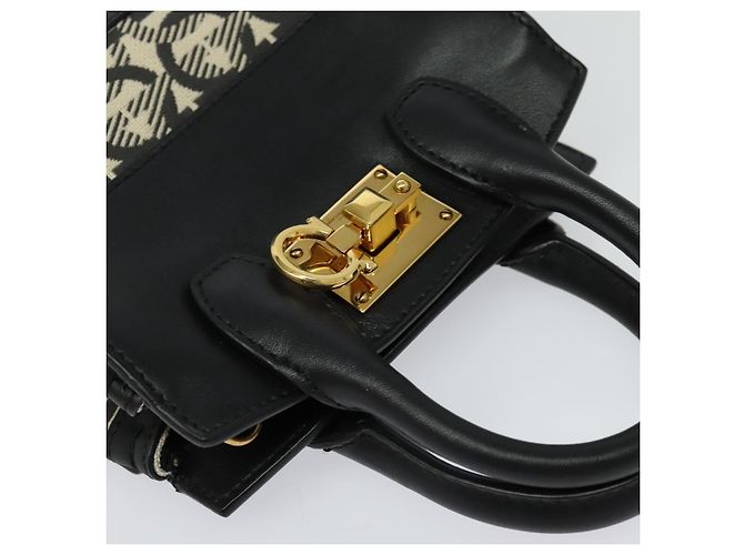 Borsa Salvatore Ferragamo Gancini in pelle 2way Nero Oro Auth 131643V D'oro - vista 6
