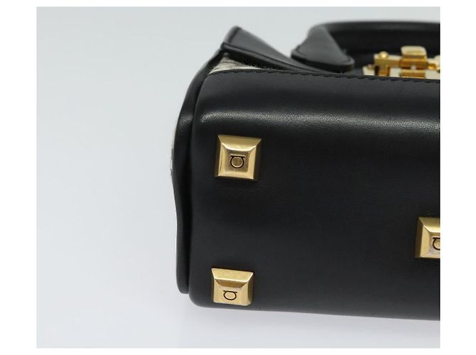 Borsa Salvatore Ferragamo Gancini in pelle 2way Nero Oro Auth 131643V D'oro - vista 9
