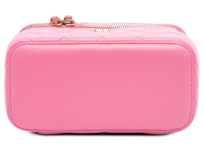 Small Vanity Case Chanel Trendy CC em pele de cordeiro acolchoada rosa com alça de corrente - vista 3