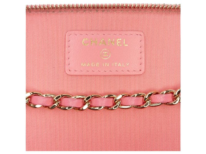 Small Vanity Case Chanel Trendy CC em pele de cordeiro acolchoada rosa com alça de corrente - vista 5