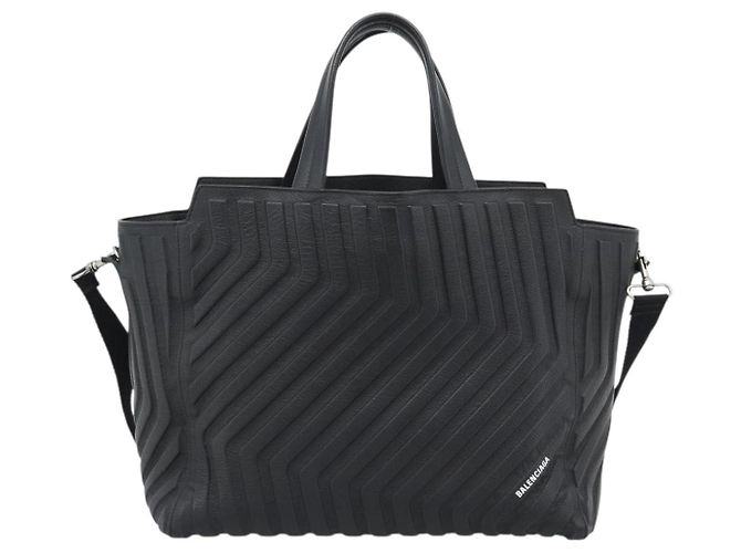 Borsa a mano BALENCIAGA Car Leather 2way Black Silver 679461 Auth mr2586V Nero Argento - vista 2