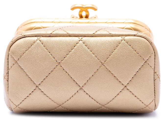 Borsa Satchel Chanel Micro Quilted Lambskin My Crush Bag Oro D'oro - vista 3