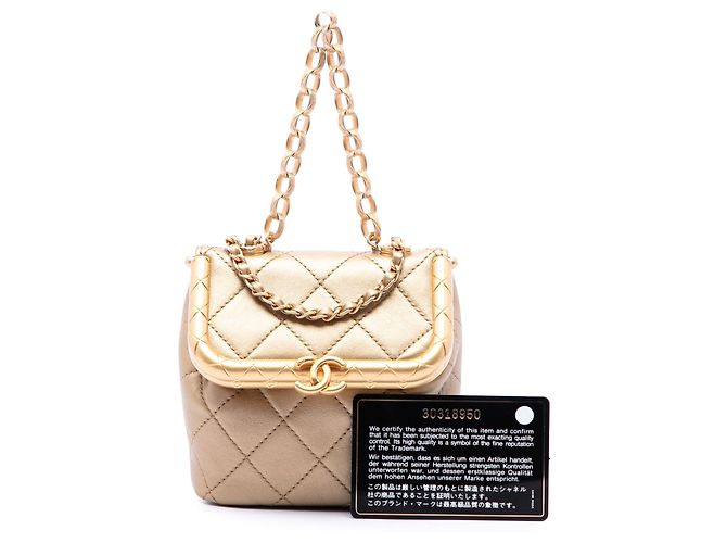 Borsa Satchel Chanel Micro Quilted Lambskin My Crush Bag Oro D'oro - vista 7