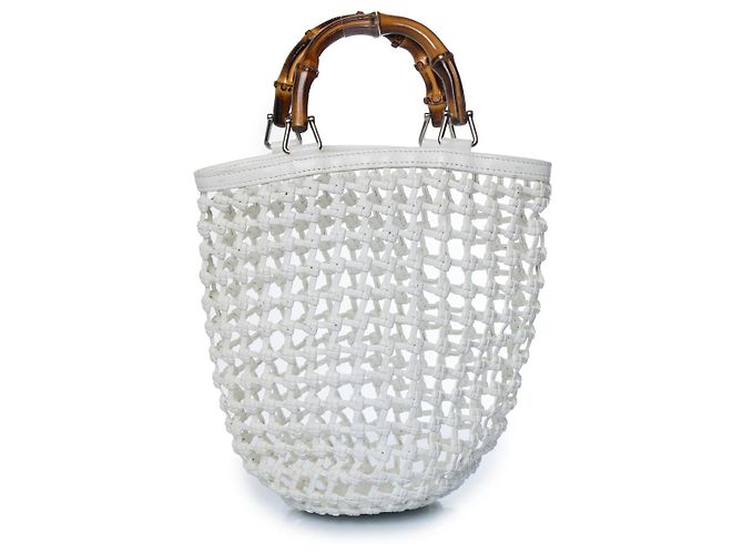 Gucci, mini borsa in maglia bianca Bianco - vista 2