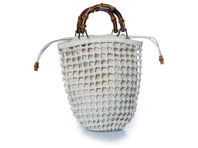 Gucci, mini borsa in maglia bianca Bianco - vista 3