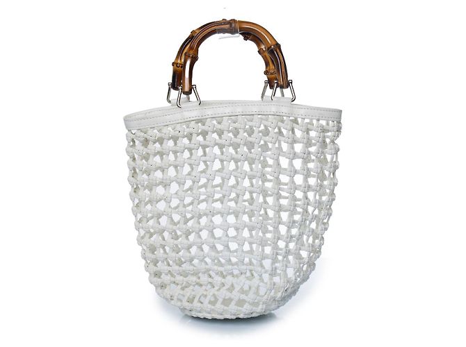 Gucci, mini borsa in maglia bianca Bianco - vista 4