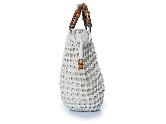 Gucci, mini borsa in maglia bianca Bianco - vista 6