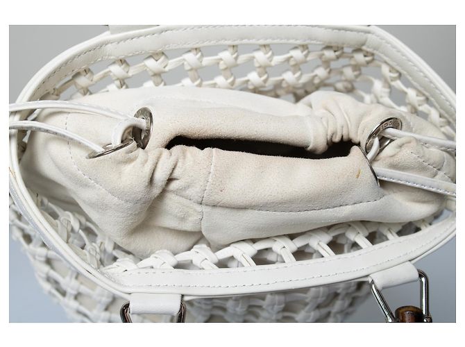Gucci, mini borsa in maglia bianca Bianco - vista 9