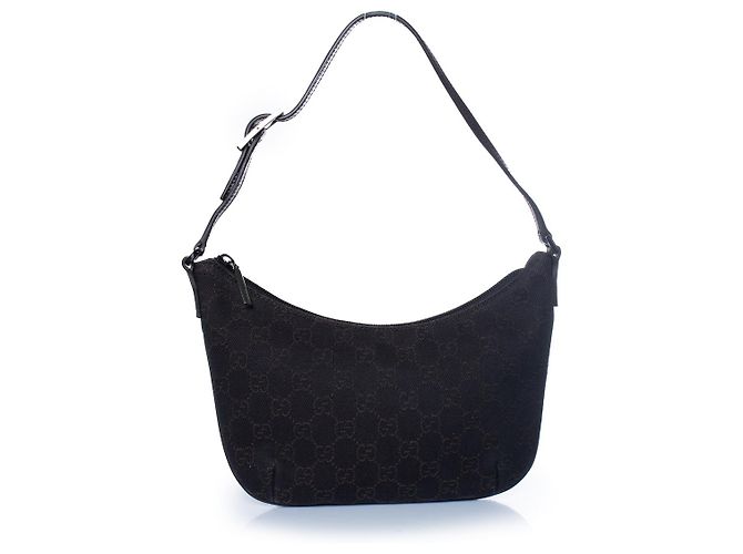 Gucci, mini borsa a tracolla in denim GG Marrone Nero - vista 3