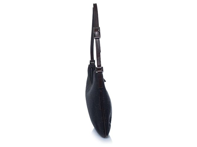 Gucci, mini borsa a tracolla in denim GG Marrone Nero - vista 4