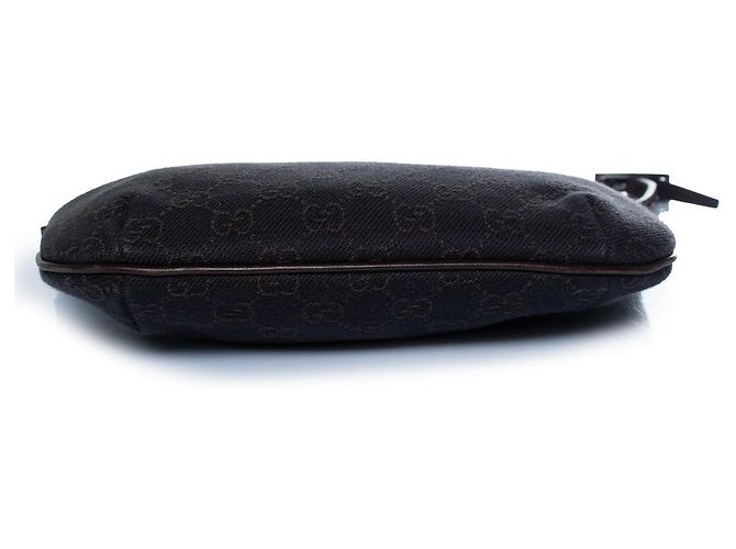 Gucci, mini borsa a tracolla in denim GG Marrone Nero - vista 5