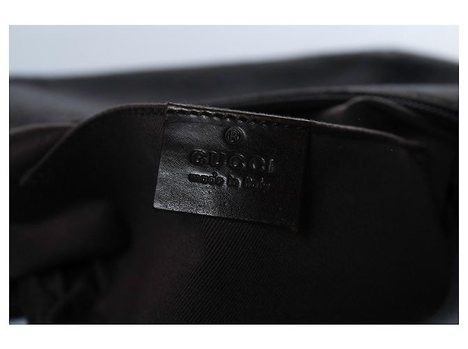 Gucci, mini borsa a tracolla in denim GG Marrone Nero - vista 9