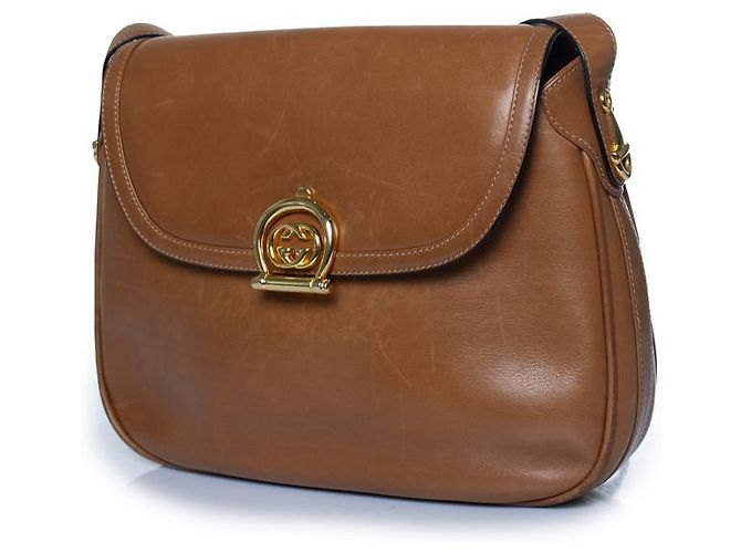 Gucci, Vintage Cognac GG Verschluss-Tasche Braun - Ansicht 2