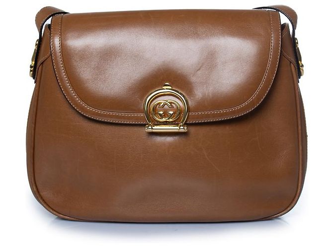 Gucci, Vintage Cognac GG Verschluss-Tasche Braun - Ansicht 3