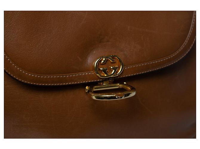 Gucci, Vintage Cognac GG Verschluss-Tasche Braun - Ansicht 7