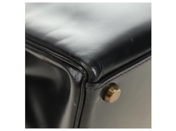 Hermès Borsa a mano HERMES Kelly 28 Box Calfskin 2way Nero Oro Auth 185189SM D'oro - vista 16