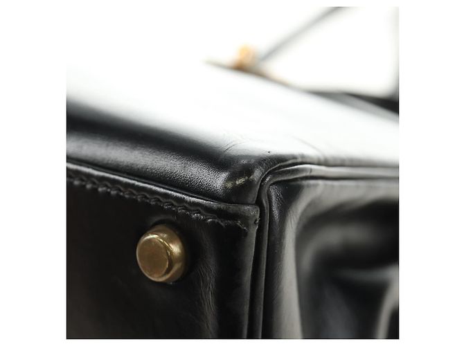 Hermès Borsa a mano HERMES Kelly 28 Box Calfskin 2way Nero Oro Auth 185189SM D'oro - vista 17