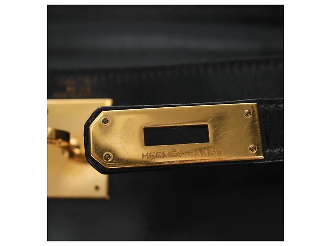 Hermès Borsa a mano HERMES Kelly 28 Box Calfskin 2way Nero Oro Auth 185189SM D'oro - vista 24