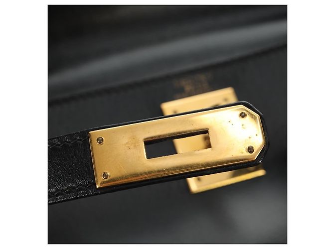 Hermès Borsa a mano HERMES Kelly 28 Box Calfskin 2way Nero Oro Auth 185189SM D'oro - vista 25