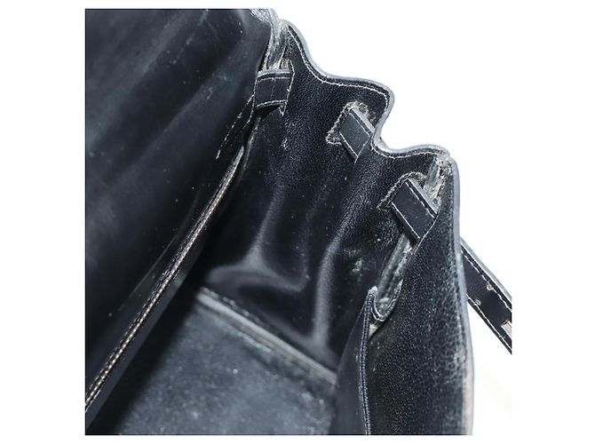 Hermès Borsa a mano HERMES Kelly 28 Box Calfskin 2way Nero Oro Auth 185189SM D'oro - vista 28